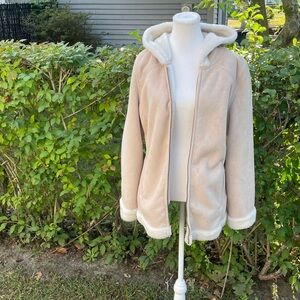 Y2K Fur Trim Cream Jacket With Hood Zipper M Women’s